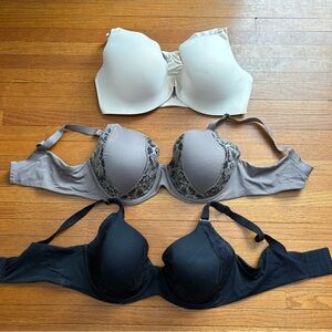 Soma Women's Bra Lot size 38DD in Cream, Gray, and Black